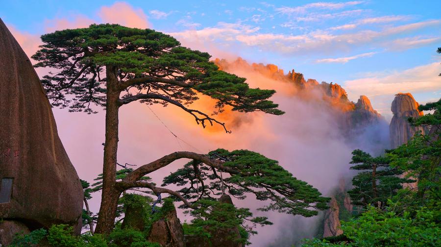 雨后黃山雨后放晴：云海、霞光、瀑布入畫來