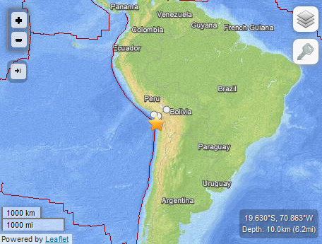 智利西北部海域發(fā)生8.0級(jí)地震多國(guó)發(fā)布海嘯預(yù)警